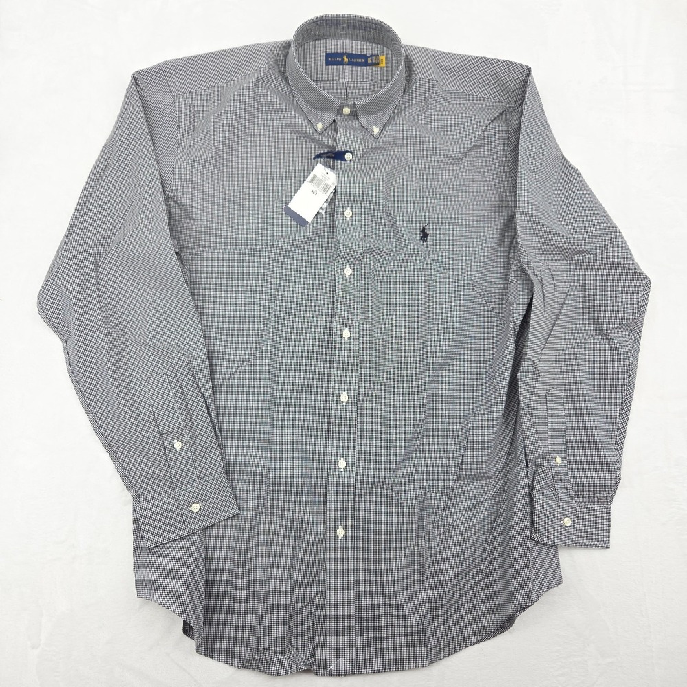 NEW Polo Ralph Lauren Gingham Long Sleeve Shirt Sz XLT Core Replen Black NWT